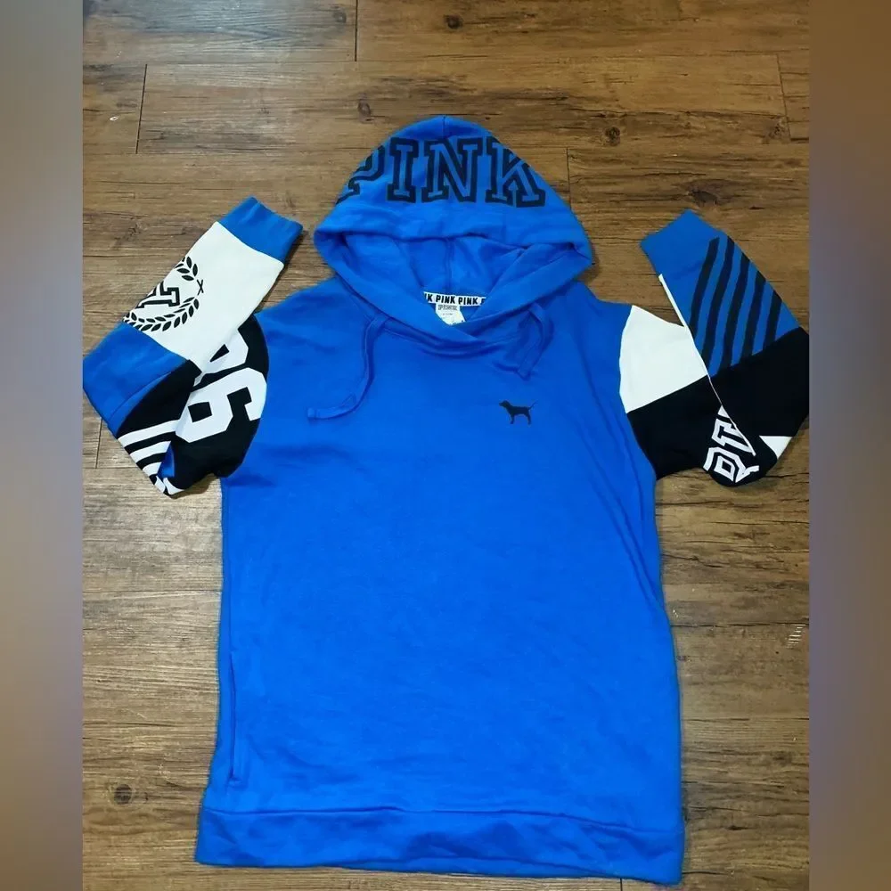 Victoria’s Secret Pink campus crossover 86 Logo Hoodie Royal Blue Medium